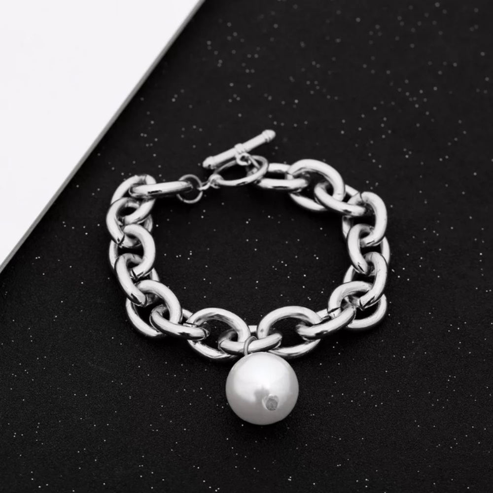 Silver Gold Tone Chunky Bracelet - Picture 4 of 6